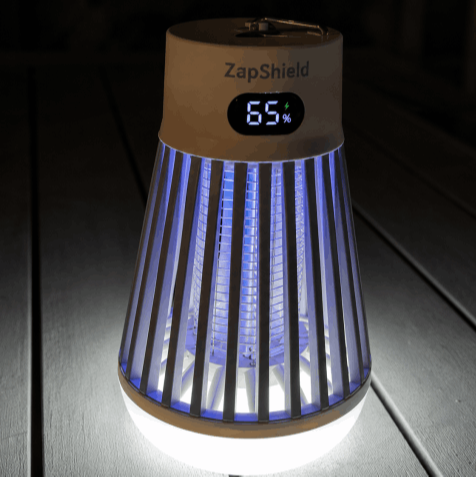 ZapShield with an illuminated base and a 65 percent battery display